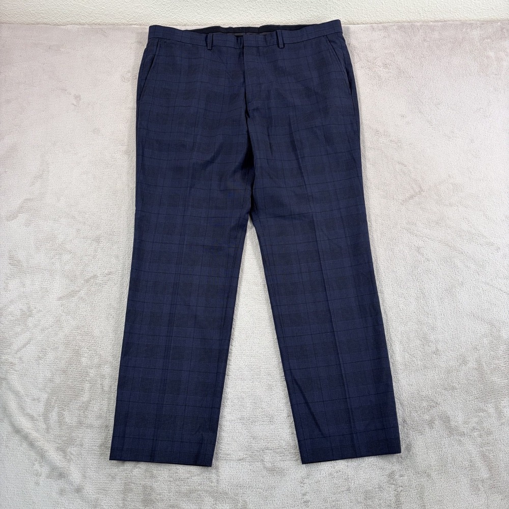 Theory Marlo Marko Dress Trouser Pants in Navy Black Plaid Wool Men 38x30 $295